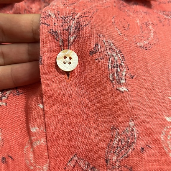 NAT Nast Men’s Linen American Fit Coral Combo Shirt size M - Picture 4 of 14